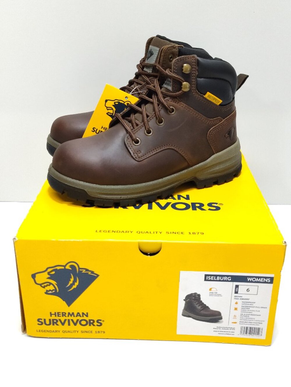 Herman Survivors Womens Iselburg Brown Steel Toe Waterproof Work Boots Size 6